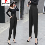 皮爾卡丹（pierre cardin）2025新款緞面褲子女早秋高腰顯瘦黑色小腳哈倫褲歐洲站絲滑九 1087黑色（緞面） S