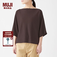 無(wú)印良品 MUJI 女式 法國(guó)亞麻 蝙蝠袖毛衣 W9SA816 深棕色 M-L