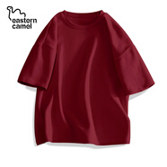 東方駱駝短袖男t恤夏季2025新款潮牌T恤青少年休閑純棉男款半袖 酒紅 M
