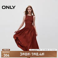 ONLY春夏時(shí)尚優(yōu)雅圓領(lǐng)中長(zhǎng)裙無(wú)袖收腰連衣裙女|124307068 F13 紅杉樹(shù)色 S (160) 80A