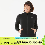 迪卡儂（DECATHLON）戶外透濕抓絨女加厚搖粒絨抓絨衣保暖外套沖鋒衣內膽MH100 MH100全拉鏈- 黑色 XL