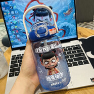 RSRDDY哪吒水杯2025夏季水杯Tritan高顏值吸管兒童新款大容量學(xué)生 藍色小茶日記640ml NZ1001