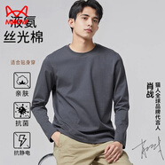 貓人打底t恤男2025新款長(cháng)袖液氨絲光棉黑色圓領(lǐng)打底衫高級感大碼上衣 深灰 XL （適合130-145斤）
