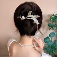 菲霓絲緣胖東來(lái)品質(zhì)花朵流蘇后腦勺發(fā)夾女2025新款高端一字夾氣質(zhì)盤發(fā)扭扭 19金色珍珠魚尾扭扭夾約12cm