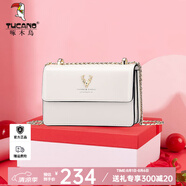 啄木鳥（TUCANO）包包女款2025年牛皮時(shí)尚單肩斜挎包女鏈條包實(shí)用生日禮物 米白金鹿【生日禮物禮盒款】