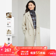 梵希蔓含綿羊毛西裝式呢大衣女秋冬高級感雙排扣長(cháng)款過(guò)膝毛呢外套 50690 淺咖色 L