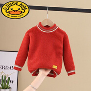 G.duck兒童毛衣2023秋冬新款男童加厚毛衣線(xiàn)衣套頭針織衫女童圓領(lǐng)打底衫 磚紅色羊標-不加絨 130 建議身高120-130cm年齡7-8歲