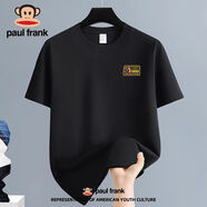 大嘴猴（paul frank）潮牌純棉重磅220克精梳棉短袖T恤男女同款夏季新新款 精梳純棉半袖【黑#綠松】 S 80-90斤