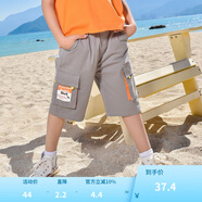 鉛筆俱樂部童裝2025夏季男童中褲薄款五分褲休閑兒童七分工裝褲潮 灰色 120