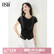 歐莎（OSA）【解構扭結小衫】OSA不規(guī)則松弛感短袖針織衫女夏季新款上衣七夕 黑色 L