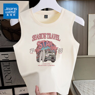 真維斯（JEANSWEST）米色小吊帶背心女2025新款夏季美式外穿寬肩帶內(nèi)搭無袖設(shè)計(jì)感上衣 米色 粉色海洋 L