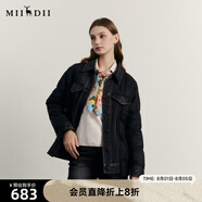 謎底短款羽絨服女冬新品時尚拼接牛仔寬松百搭鴨絨234MY1589 黑色 S