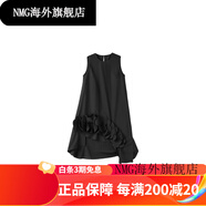 歐時力（OCHIRLY）花朵裝飾無袖連衣裙不規(guī)則背心裙寬松2025夏新品* 黑色 L