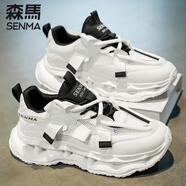 森馬（senma）男鞋2025新款冬季防滑運動(dòng)休閑跑步增高厚底鞋子輕便百搭老爹鞋男 白SM571A 43 (265mm)