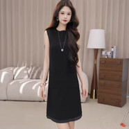 阿瑪施（AMASS）阿瑪施女裝正品專(zhuān)柜2025夏新款時(shí)尚氣質(zhì)優(yōu)雅百搭無(wú)袖連衣裙550071 黑色 S 阿瑪施