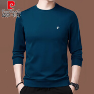 皮爾卡丹（pierre cardin）長(cháng)袖T恤男2025春秋新款高檔刺繡衛衣男爸爸裝內搭上衣體恤打底衫 藍色 M 165