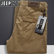 JEEP SPIRIT吉普高端純棉休閑褲男士夏季男褲直筒寬松全棉男士工裝長褲子春秋 卡其色 （夏季 薄款 32 (腰圍2尺45)