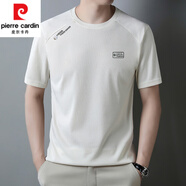 皮爾卡丹（pierre cardin）夏季冰絲短袖t恤男士中青年寬松圓領(lǐng)半袖體恤中年爸爸裝汗衫上衣T 9100031白色 L 170/110/50120-135斤