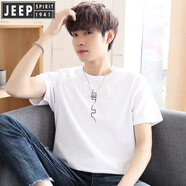 JEEP SPIRIT吉普T恤男日系潮牌簡約風(fēng)寬松半袖上衣情侶打底衫半截袖男生短袖 自己 M 90-109斤