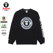 AAPEAape旗艦店男裝春秋猿人迷彩印花字母圖案休閑圓領(lǐng)衛(wèi)衣A322XXL BKX/黑色 M 均碼