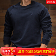 季言 長(zhǎng)袖美式復(fù)古衛(wèi)衣男秋季重磅圓領(lǐng)衛(wèi)衣男套頭衫保暖男竹節(jié)棉外套 寶藍(lán)色 L （適合130-145斤）