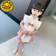 G.DUCKKIDS女童衣服夏裝小女孩4-5歲兒童套裝夏天幼兒1-3歲童裝夏款三歲女寶 粉紅色 100