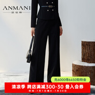 恩曼琳（ANMANI）恩曼琳23春季新款通勤高腰直筒闊腿長褲西裝褲女EANCCA21 黑色-預(yù)售7天 S -預(yù)售7天