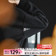 馬登女裝 美式重磅毛呢連帽衛衣寬松加厚套頭衫休閑長(cháng)袖上衣冬 黑色 馬登工裝 M