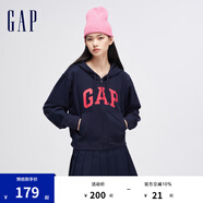 Gap女裝春秋L(fēng)OGO連帽法式圈織軟衛(wèi)衣外套402167 海軍藍(lán) XS (155/76A)亞洲尺碼