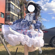 閃動(dòng)少女（SHANDONGSHAONV）洛麗塔正品洋裝原創(chuàng)夢(mèng)境游樂(lè)園OP  Lolita日常連衣裙日系裙子 紺色OP+紺色發(fā)帶 S