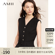 AMII2025春新款通勤環(huán)保面料修身V領(lǐng)無(wú)袖幾何衣擺設(shè)計(jì)馬夾上衣女 黑色 165/88A/L