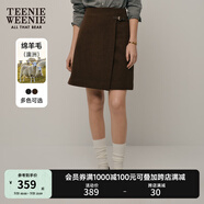 Teenie Weenie小熊女裝冬裝簡約氣質時尚毛呢半身短裙A字裙高腰裙 棕色 L (170)