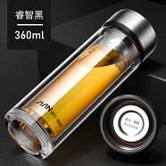 富光健牌水晶雙層玻璃杯300/360/500ml廣告杯x1916泡茶水杯印LOGO 睿智黑360ml