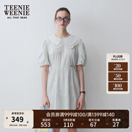 Teenie Weenie小熊女裝簡(jiǎn)約夏季法式氣質(zhì)連衣裙蕾絲娃娃領(lǐng)收腰裙子 淺藍色 L (170)