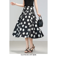 哥弟（GIRDEAR）女裝裙子新款法式短裙雅赫本風(fēng)百搭高腰大擺包臀裙半身裙120011 黑色 波點(diǎn) M (3碼)