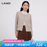 LANDI【澳洲細(xì)羊毛】LANDI圓領(lǐng)小香風(fēng)外套女2023秋季新款箱型短款上衣 米白色 L