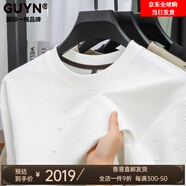 GUYN國際一線品牌新中式輕奢國際一男裝中老年爸爸裝破洞汗衫男 黑色 3XL