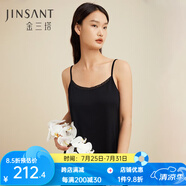金三塔真絲吊帶睡裙桑蠶絲針織吊帶睡裙打底真絲襯裙YZF3B310 黑色【有花邊】 XL (170/92A)