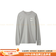 耐克（NIKE）SportswearSwooshLSTee雙鉤圓領(lǐng)長(cháng)袖T恤美版男款灰色 S