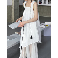 鹿西設計感無(wú)袖歐根紗拼接魚(yú)尾連衣裙夏季韓系假兩件背心裙3253 白色 M （模特尺碼