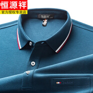 恒源祥（HYX）絲光棉長(zhǎng)袖t恤男士春秋季新款爸爸裝純色翻領(lǐng)POLO衫休閑秋裝上衣 深藍(lán)【長(zhǎng)袖】 L 175 (體重120-140斤左右)