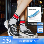 斯凱奇（Skechers）黑白金丨熊貓鞋女鞋校園休閑鞋撞色拼接增高百搭運動老爹鞋 黑色BKGD /金色-女款 39.5