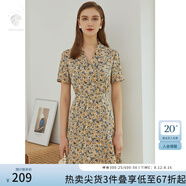 范思藍恩正式氣質(zhì)通勤連衣裙女夏季收腰顯瘦面試西裝裙 油畫(huà)黃 XL