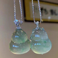 冰種翡翠玉吊墜緬甸老坑a貨飄花晴綠葫蘆玉墜掛件正品女款熱賣款