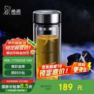 希諾抗菌玻璃杯雙層商務辦公車載水杯男高檔泡茶杯子XN-9303 360mL