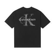CALVIN KLEIN JEANS短袖t恤男2025春夏新款男女情侶中性休閑浮雕字母印花半袖體恤 CK03黑色 S 【合適100-125斤】