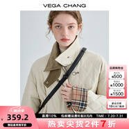 VEGA CHANG飛機扣棉衣女2025冬新款方領(lǐng)拼接菱格棉服外套ins潮 奶油米 M