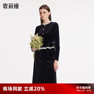 歌莉婭（GOELIA）絲絨連衣裙2025春裝新款洋氣歐若風(fēng)氣質(zhì)裙子小黑裙1BNR4K360 00B黑色 S