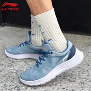 李寧（LI-NING）輕羽男子跑步鞋2025夏季新品透氣網(wǎng)面軟底輕便健步休閑運(yùn)動(dòng)鞋 柔灰藍(lán)ST019-4 41