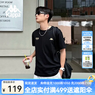 卡帕（Kappa）短袖新款男純棉運(yùn)動(dòng)T恤男士休閑圓領(lǐng)半袖夏季男裝衣服 K0D32TD21V 黑色-990 M